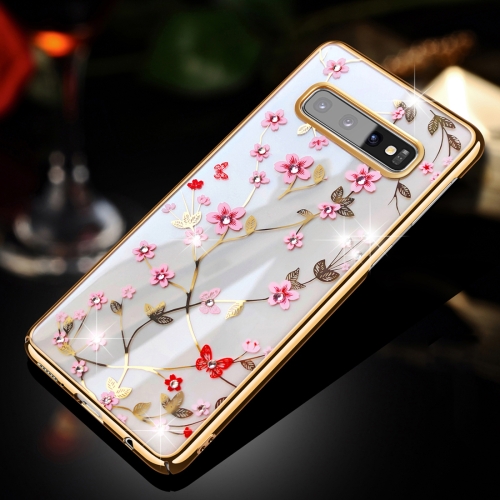 

For Galaxy S10 SULADA Flower Pattern Plating Diamond PC Protective Case(Gold)