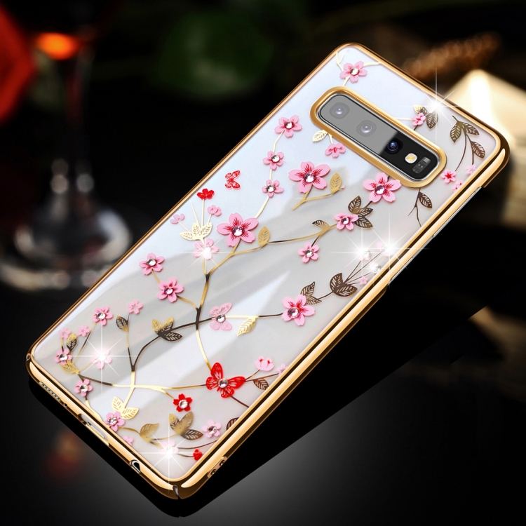 

For Galaxy S10e SULADA Flower Pattern Plating Diamond PC Protective Case(Gold)