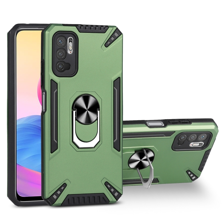 

For Xiaomi Redmi Note 10 5G PC + TPU Protective Case with 360 Degrees Rotatable Ring Holder(Dark Green)