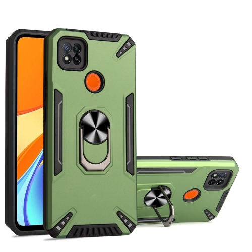 

For Xiaomi Redmi 9C PC + TPU Protective Case with 360 Degrees Rotatable Ring Holder(Dark Green)