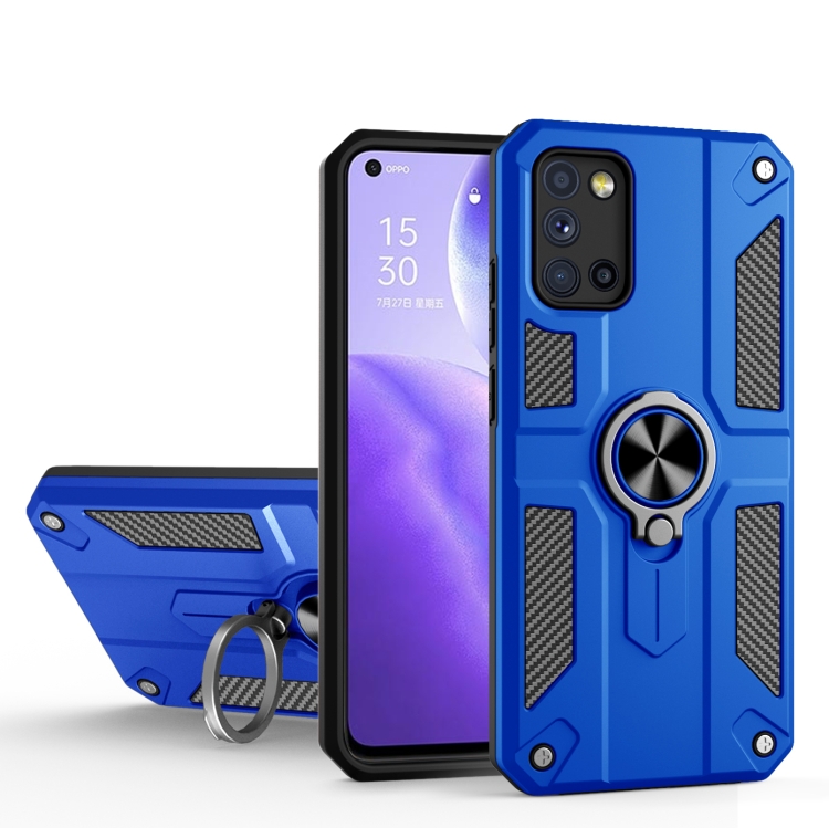 

Carbon Fiber Pattern PC + TPU Protective Case with Ring Holder For OPPO Reno5 Pro 5G / 4G(Dark Blue)