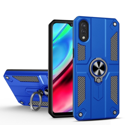 

Carbon Fiber Pattern PC + TPU Protective Case with Ring Holder For vivo Y93(Dark Blue)