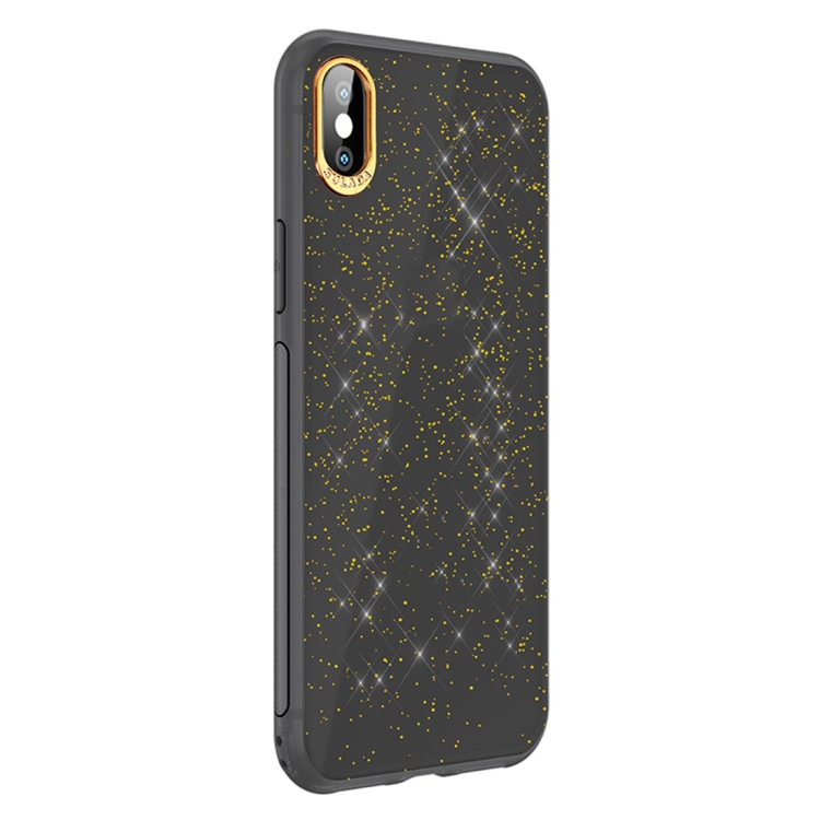 

For iPhone XS Max SULADA Gold Foil TPU Plating Protective Case(Black)