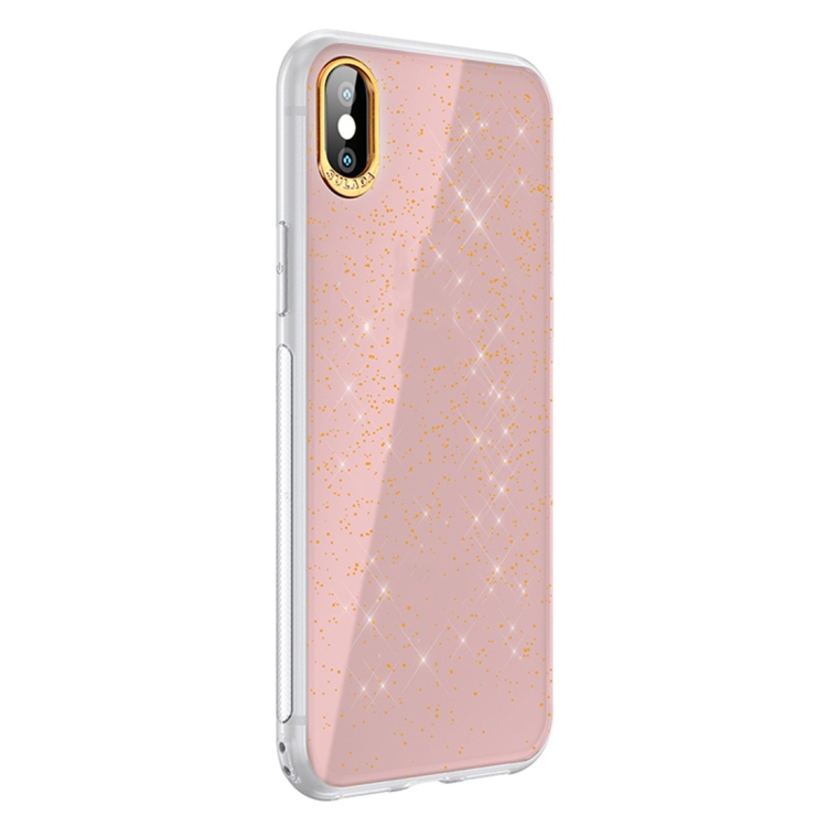 

For iPhone XS Max SULADA Gold Foil TPU Plating Protective Case(Pink)