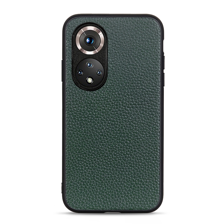 

For Honor 50 Pro Accurate Hole Litchi Texture Leather Shockproof Case(Green)