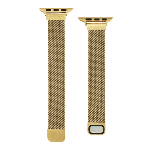 

Small Waist Dual Section Milan Replacement Watchband For Apple Watch Series 6 & SE & 5 & 4 44mm / 3 & 2 & 1 42mm(Gold)