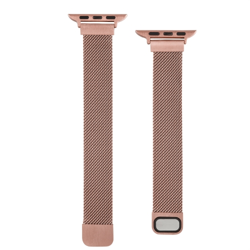 

Small Waist Dual Section Milan Replacement Watchband For Apple Watch Series 6 & SE & 5 & 4 44mm / 3 & 2 & 1 42mm(Rose Gold)
