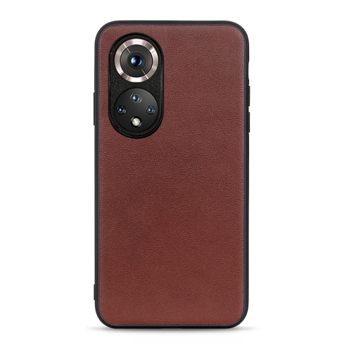 

For Honor 50 Pro Accurate Hole Sheep Texture Leather Shockproof Case(Brown)