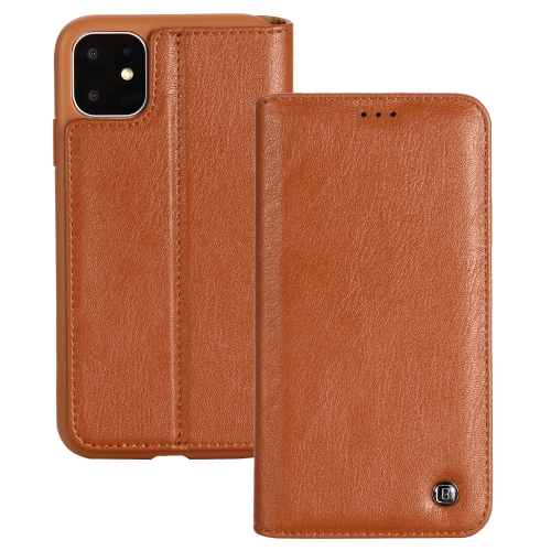 

For iPhone 11 Pro GEBEI Shockproof TPU + PU Horizontal Flip Leather Case with Card Slots & Holder(Brown)