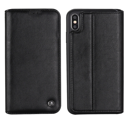 

For iPhone XR GEBEI Shockproof TPU + PU Horizontal Flip Leather Case with Card Slots & Holder(Black)