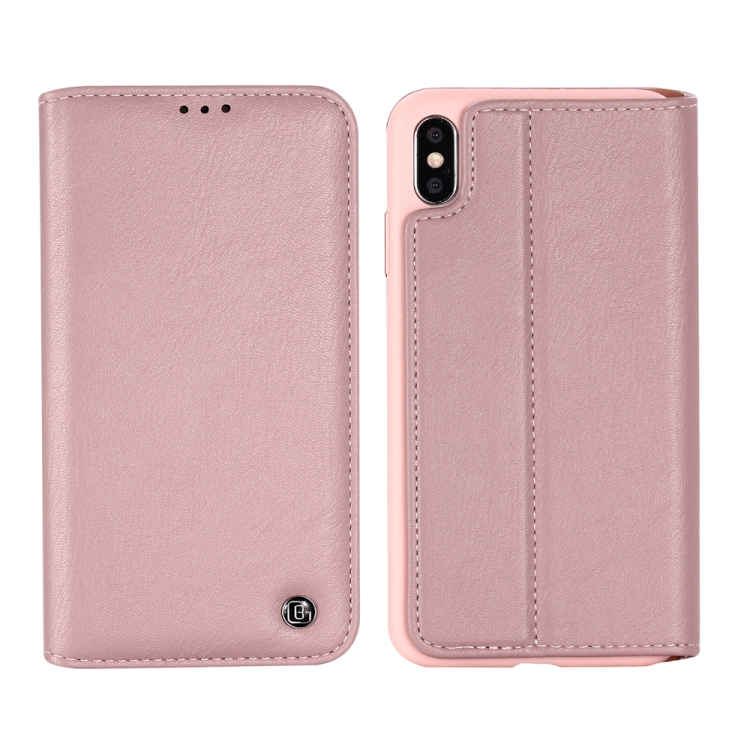 

For iPhone XR GEBEI Shockproof TPU + PU Horizontal Flip Leather Case with Card Slots & Holder(Rose Gold)