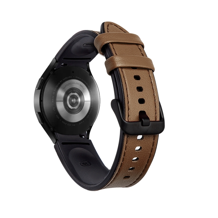 

For Samsung Galaxy Watch4 Silicone + Leather Black Buckle Replacement Strap Watchband(Brown)