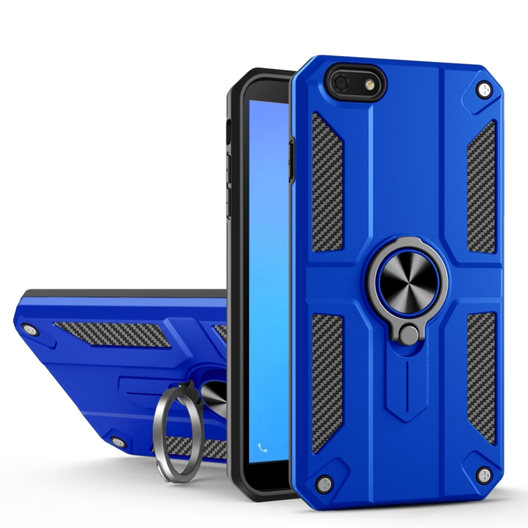 

For Huawei Y5 lite (2018) Carbon Fiber Pattern PC + TPU Protective Case with Ring Holder(Dark Blue)