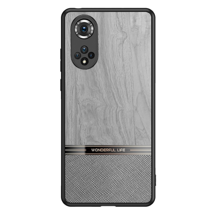 

For Honor 50 Pro Shang Rui Wood Grain Skin PU + TPU Shockproof Case(Grey)