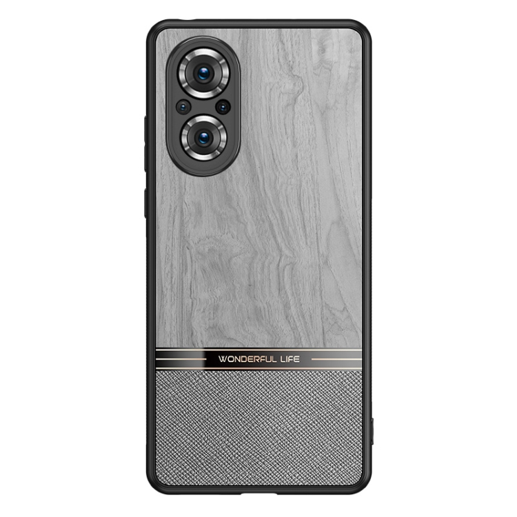 

For Honor 50 SE Shang Rui Wood Grain Skin PU + TPU Shockproof Case(Grey)