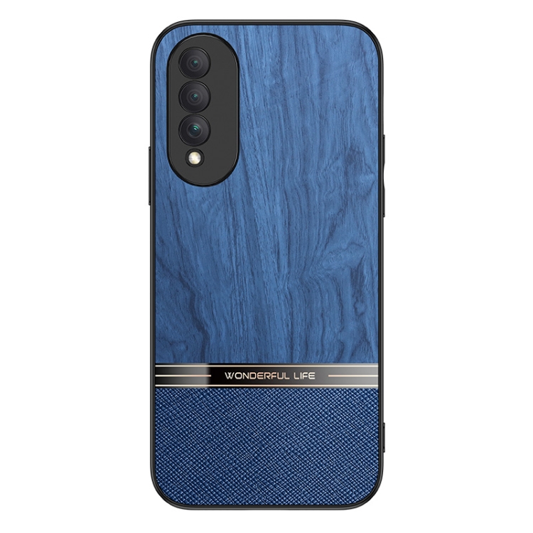 

For Honor X20 Shang Rui Wood Grain Skin PU + TPU Shockproof Case(Grey)