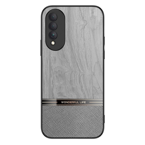 

For Honor X20 SE Shang Rui Wood Grain Skin PU + TPU Shockproof Case(Grey)