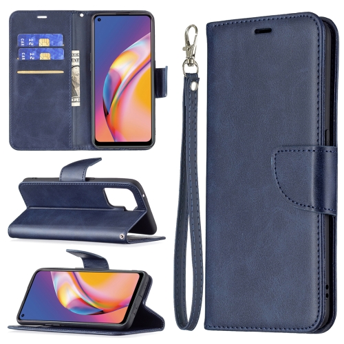 

For OPPO A94 4G/Reno5 F/F19 Pro Retro Lambskin Texture Pure Color Horizontal Flip PU Leather Case with Holder & Card Slots & Wallet & Lanyard(Blue)