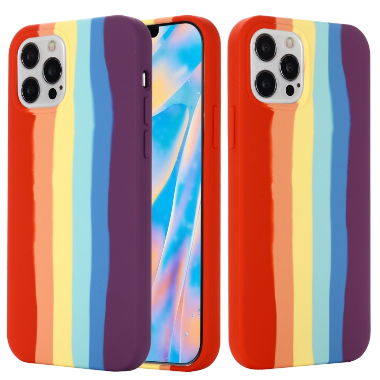 

Rainbow Liquid Silicone Shockproof Full Coverage Protective Case For iPhone 13(Red)