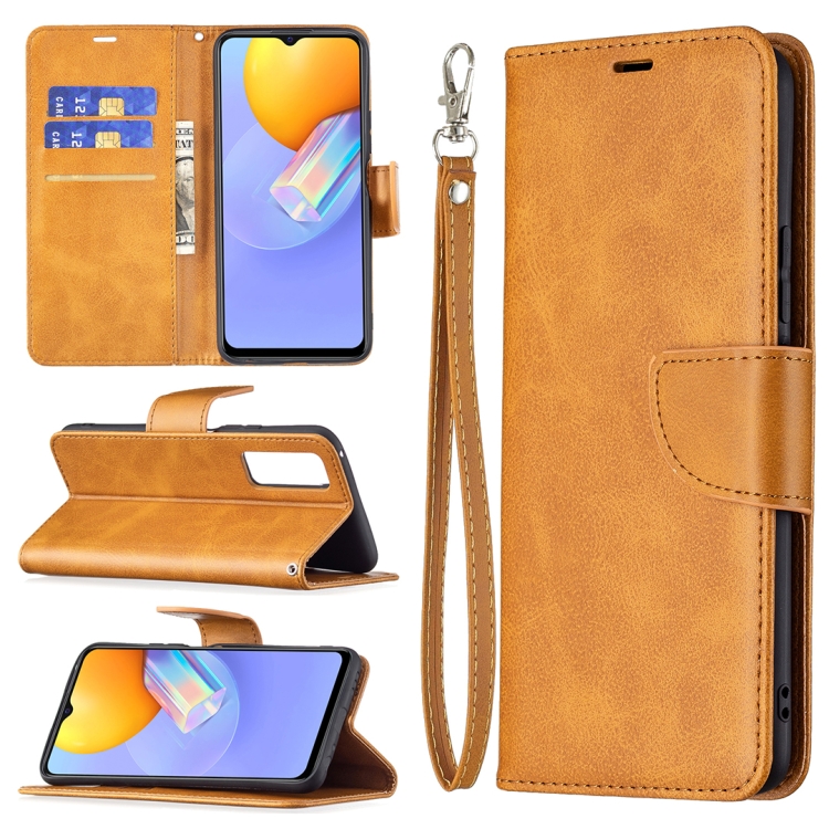 

For vivo Y51 2020 / Y51a / Y51s Retro Lambskin Texture Pure Color Horizontal Flip PU Leather Case with Holder & Card Slots & Wallet & Lanyard(Yellow)