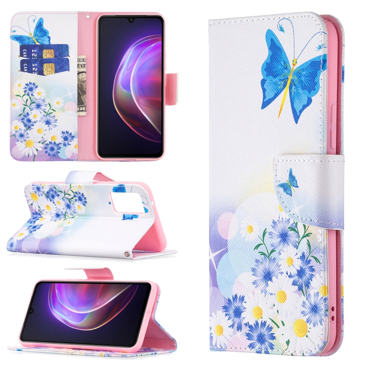

For vivo V21 Colored Drawing Pattern Horizontal Flip Leather Case with Holder & Card Slots & Wallet(Butterfly Love)
