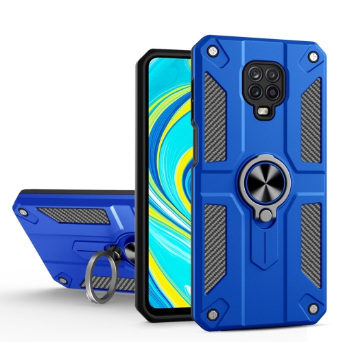 

For Xiaomi Redmi Note 9S / Note 9 Pro Carbon Fiber Pattern PC + TPU Protective Case with Ring Holder(Dark Blue)