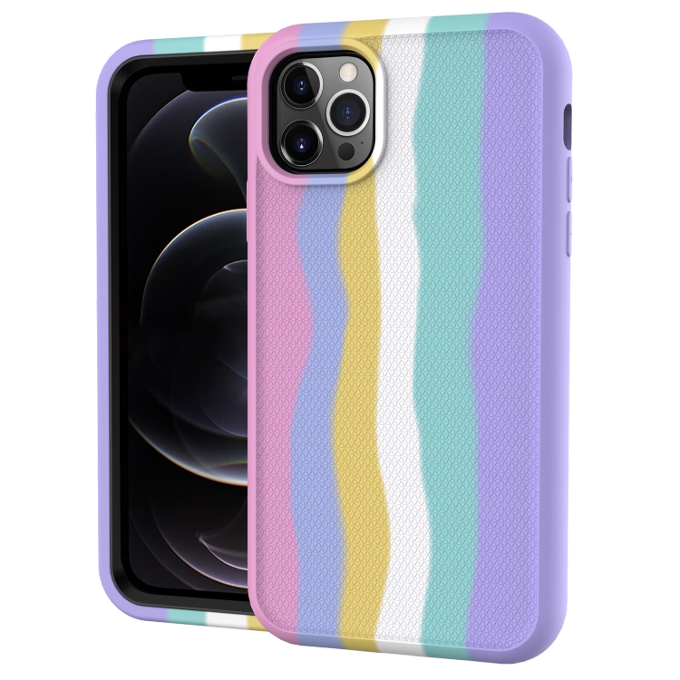 

Rainbow Silicone +PC Shockproof Skid-proof Dust-proof Case For iPhone 13(Rainbow Pink)