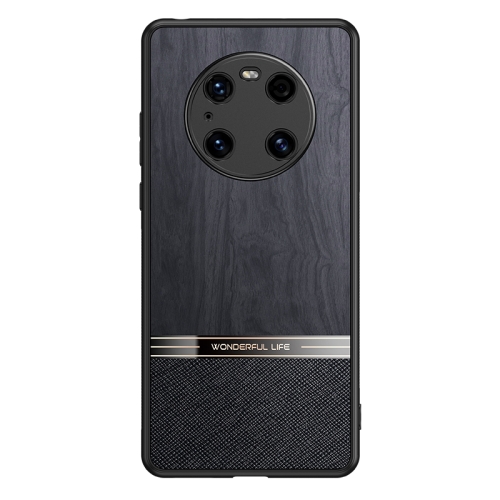 

For Huawei Mate 40 Pro Shang Rui Wood Grain Skin PU + TPU Shockproof Case(Black)