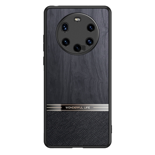 

For Huawei Mate 40 Pro+ Shang Rui Wood Grain Skin PU + TPU Shockproof Case(Black)