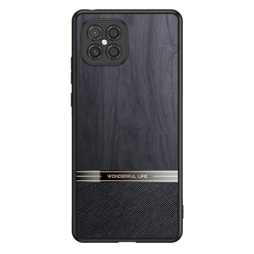 

For Huawei nova 8 SE Shang Rui Wood Grain Skin PU + TPU Shockproof Case(Black)