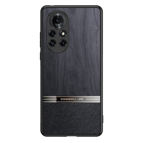 

For Huawei nova 8 Pro 5G Shang Rui Wood Grain Skin PU + TPU Shockproof Case(Black)