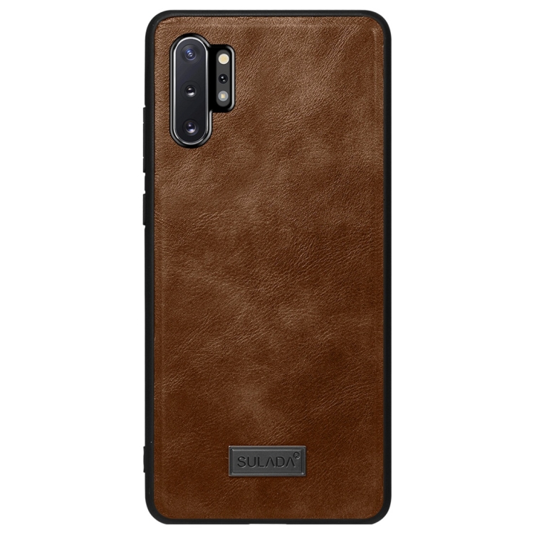 

For Galaxy Note 10 SULADA Shockproof TPU + Handmade Leather Protective Case(Brown)