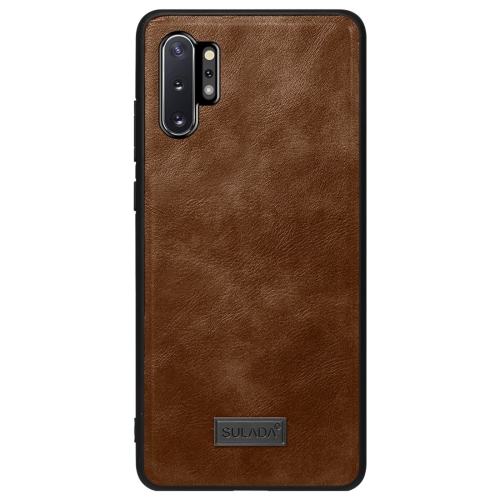 

For Galaxy Note 10+ SULADA Shockproof TPU + Handmade Leather Protective Case(Brown)