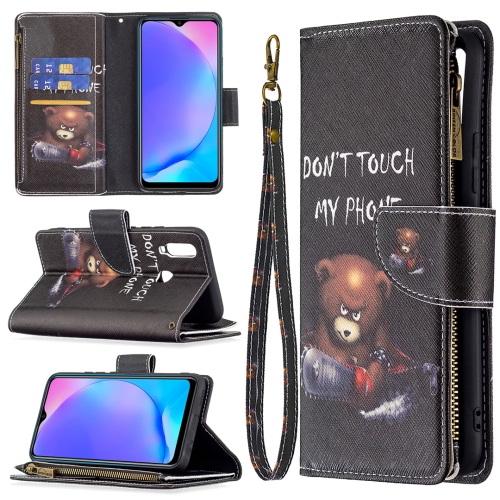 

For vivo Y11/Y15/Y12/Y17 Colored Drawing Pattern Zipper Horizontal Flip Leather Case with Holder & Card Slots & Wallet(Bear)