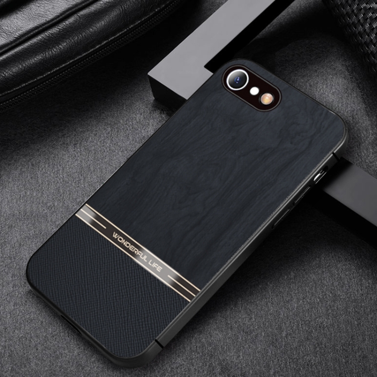 

Shang Rui Wood Grain Skin PU + TPU Shockproof Case For iPhone SE 2020 / 8 / 7(Black)