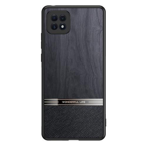 

For OPPO A72 Shang Rui Wood Grain Skin PU + TPU Shockproof Case(Black)