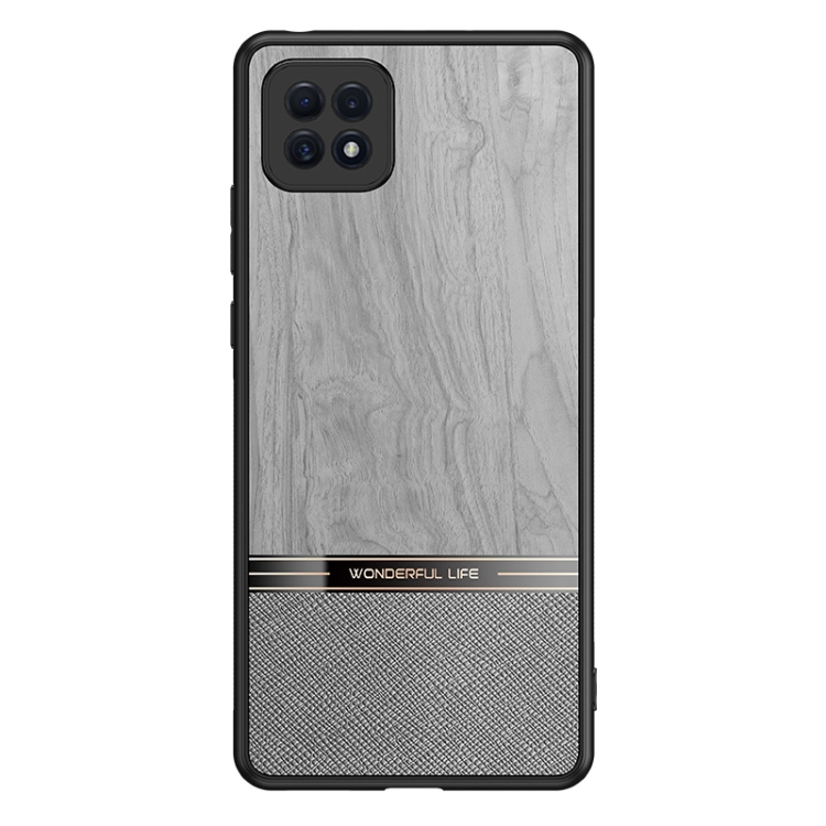 

For OPPO A72 Shang Rui Wood Grain Skin PU + TPU Shockproof Case(Grey)