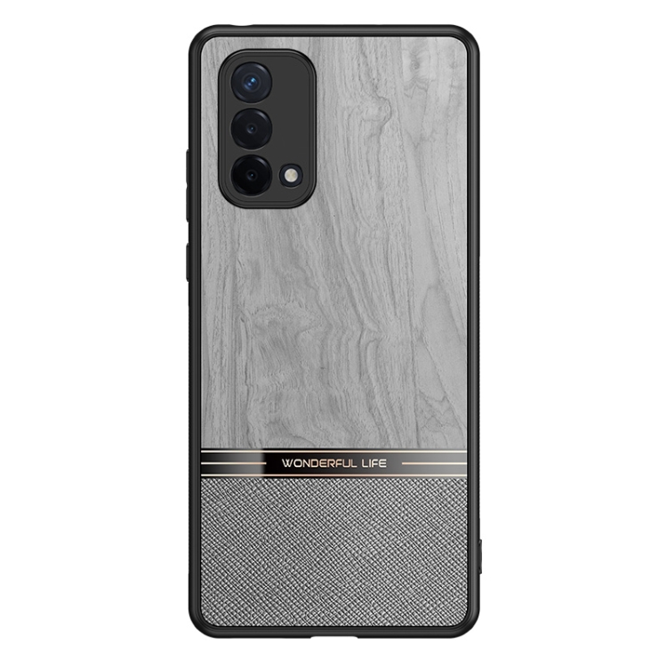 

For OPPO A93 5G Shang Rui Wood Grain Skin PU + TPU Shockproof Case(Grey)