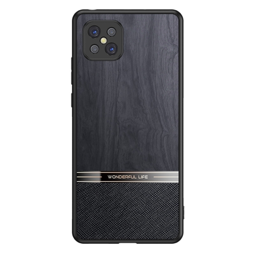 

For OPPO A92s Shang Rui Wood Grain Skin PU + TPU Shockproof Case(Black)