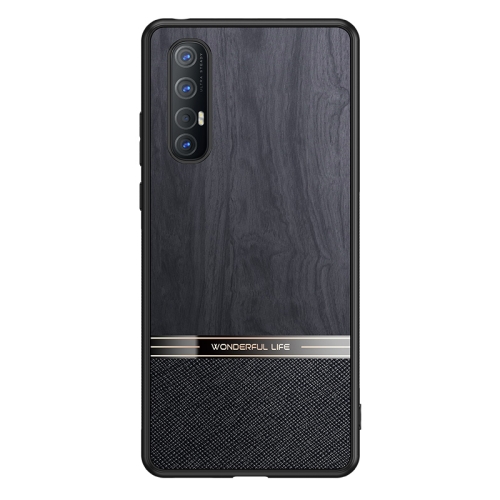 

For OPPO Reno3 Pro Shang Rui Wood Grain Skin PU + TPU Shockproof Case(Black)