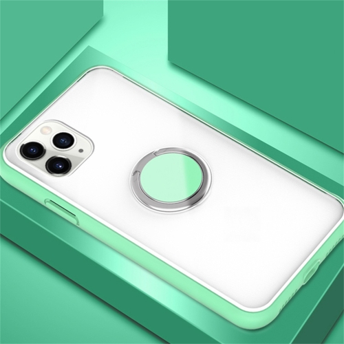 

For iPhone 11 SULADA Magnetic Frosted Silicone Frame Protective Case with Ring Holder(Mint Green)