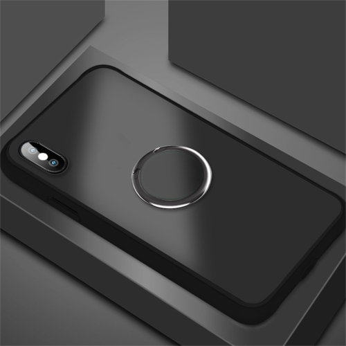 

For iPhone X / XS SULADA Magnetic Frosted Silicone Frame Protective Case with Ring Holder(Black)