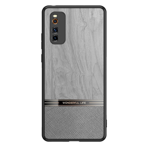 

For vivo iQOO Neo3 5G Shang Rui Wood Grain Skin PU + TPU Shockproof Case(Grey)