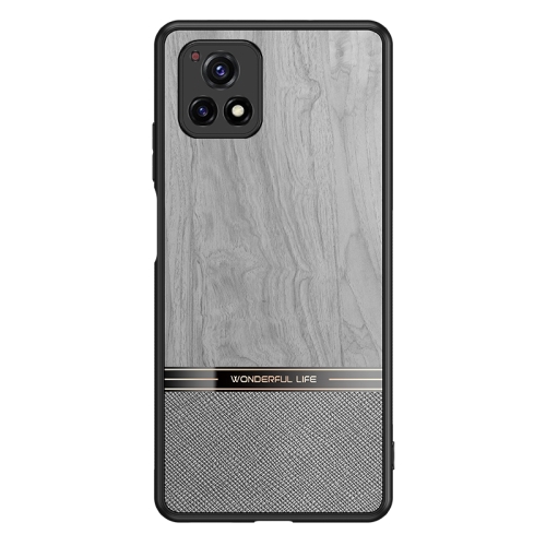 

For vivo Y52s Shang Rui Wood Grain Skin PU + TPU Shockproof Case(Grey)