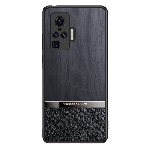 

For vivo X50 Pro Shang Rui Wood Grain Skin PU + TPU Shockproof Case(Black)