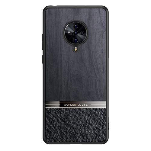 

For vivo S6 5G Shang Rui Wood Grain Skin PU + TPU Shockproof Case(Black)