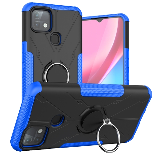 

For Infinix Hot 10i Armor Bear Shockproof PC + TPU Protective Case with Ring Holder(Blue)