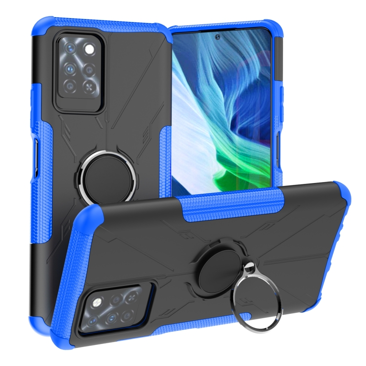 

For Infinix Note 10 Pro Armor Bear Shockproof PC + TPU Protective Case with Ring Holder(Blue)