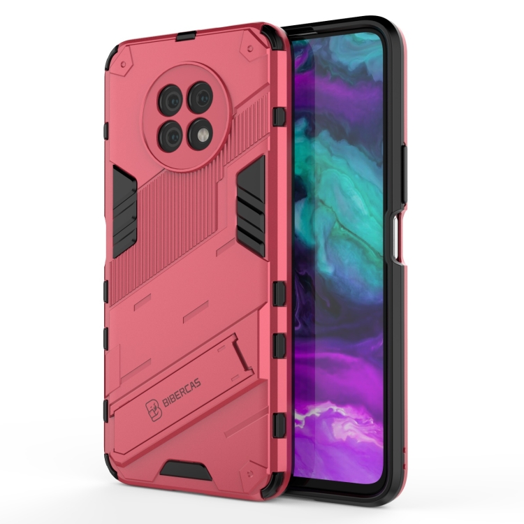 

For Honor X20 Punk Armor 2 in 1 PC + TPU Shockproof Case with Invisible Holder(Light Red)