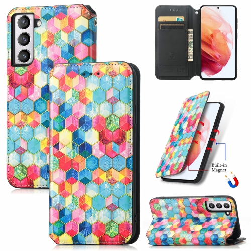 

For Samsung Galaxy S21 FE Colorful Magnetic Horizontal Flip PU Leather Case with Holder & Card Slot & Wallet(Magic Space)